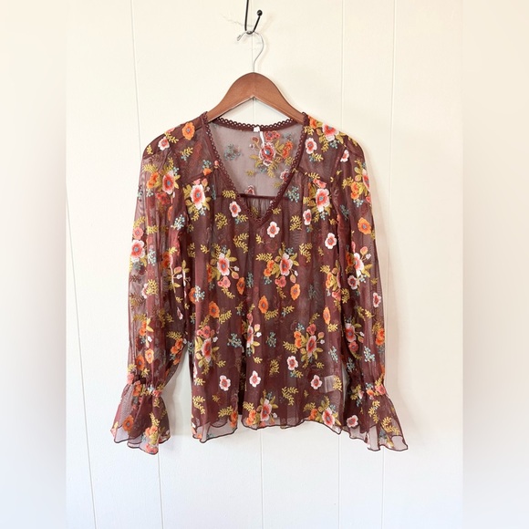 Anthropologie feather bone embroidered blouse floral size XS - Picture 1 of 7